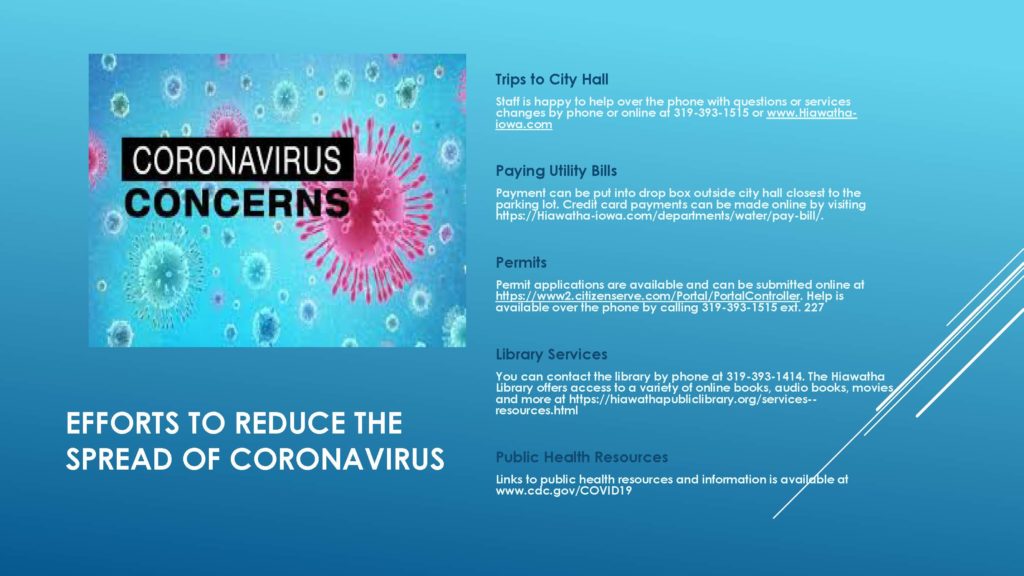 EFFORTS TO REDUCE THE SPREAD OF Coronavirus