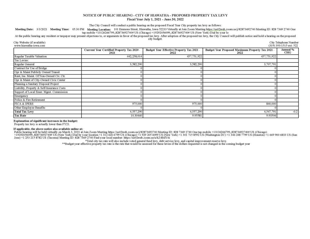 Public hearing notice max levy FY22 revised 2-18-2021