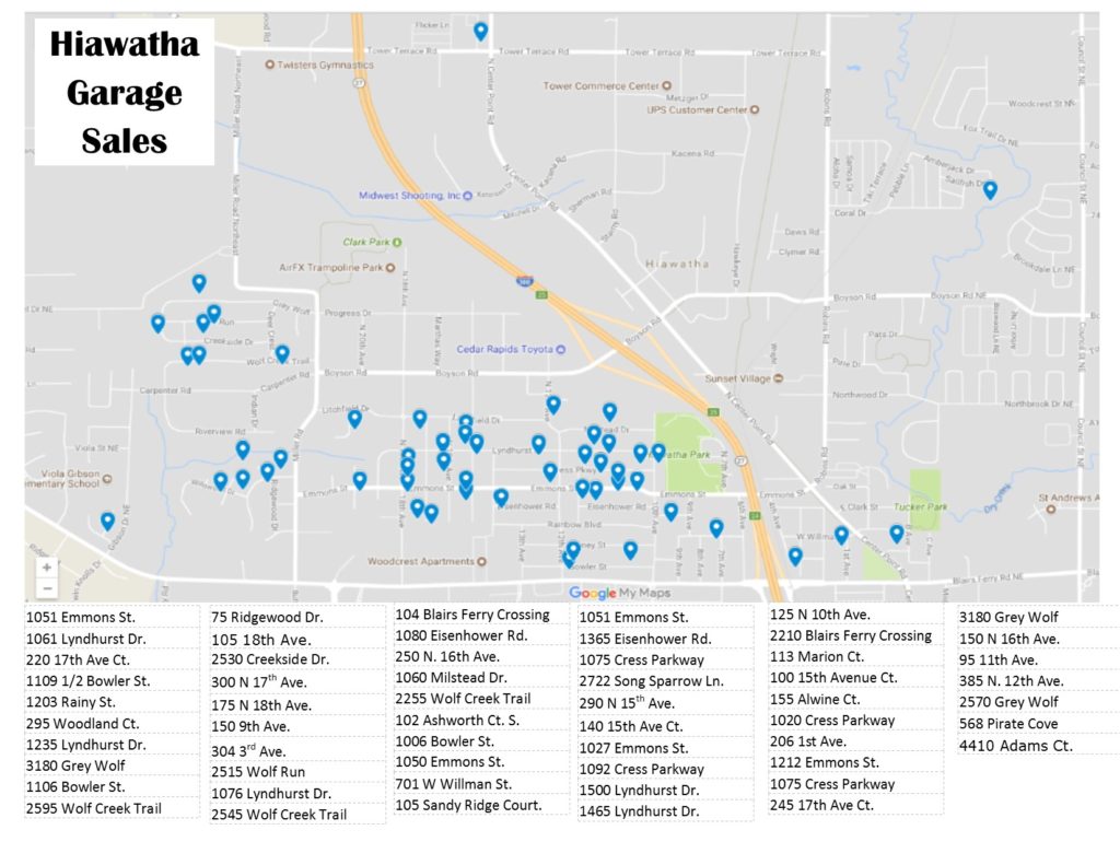 Hiawatha Garage Sale Map – City of Hiawatha News