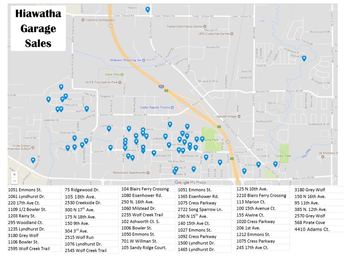 Hiawatha Garage Sale Map