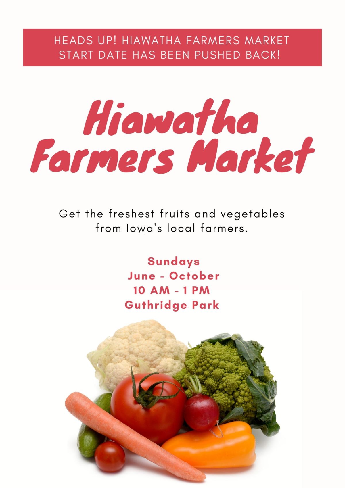 Hiawatha Farmers Market Delayed until June