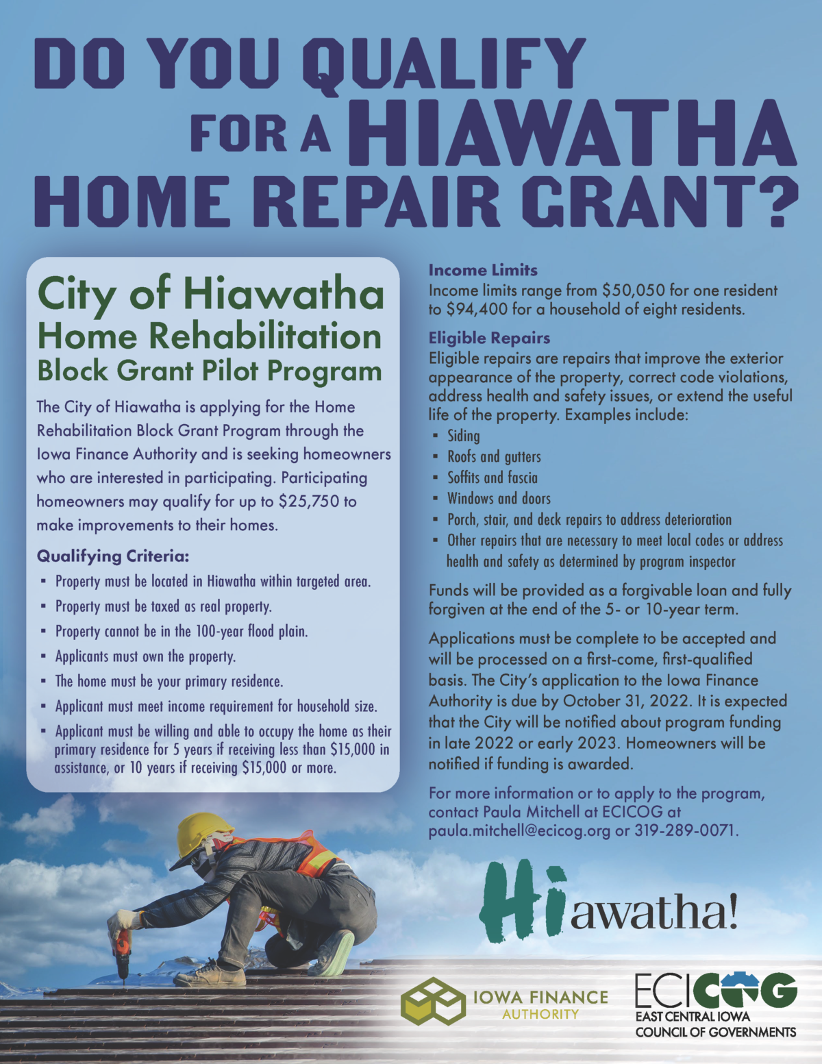 Hiawatha Home repair grant City of Hiawatha News